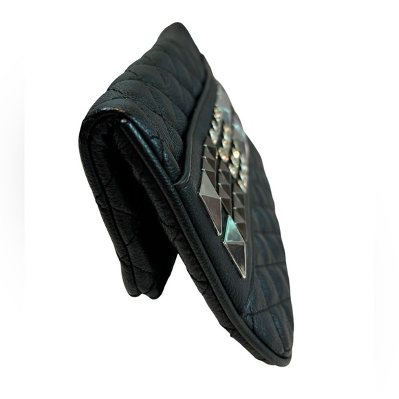 Lionel Quilted Fold Over Clutch with Studs and Rhinestones - Picture 5 of 7